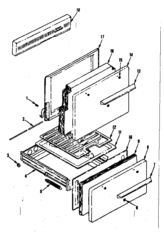 Kenmore 1197226700 backguard and door section diagram