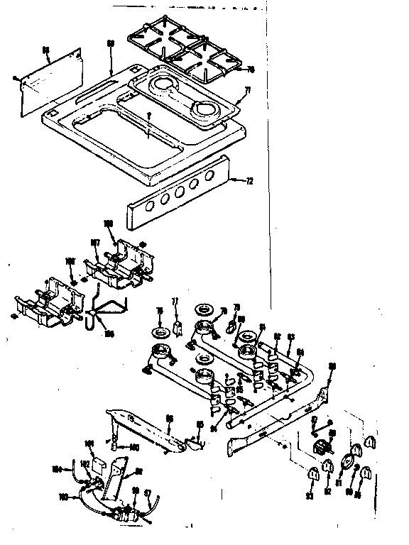 Kenmore 1197246730 top burner section diagram