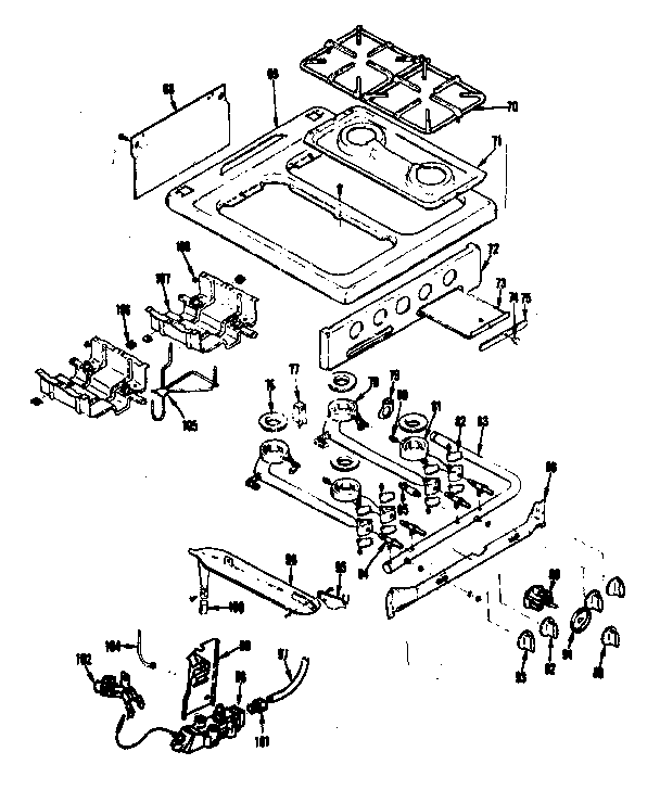 Kenmore 1197266860 burner section diagram