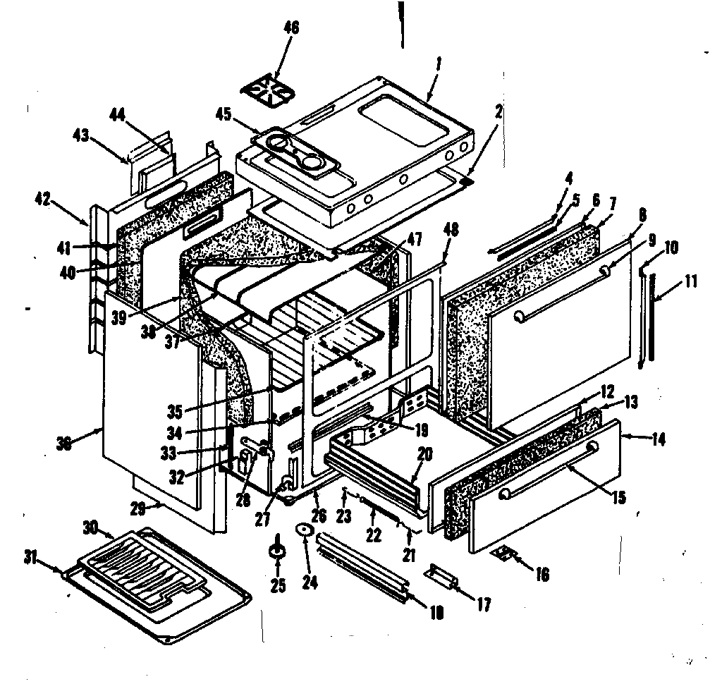 Kenmore 1197326800 body section diagram