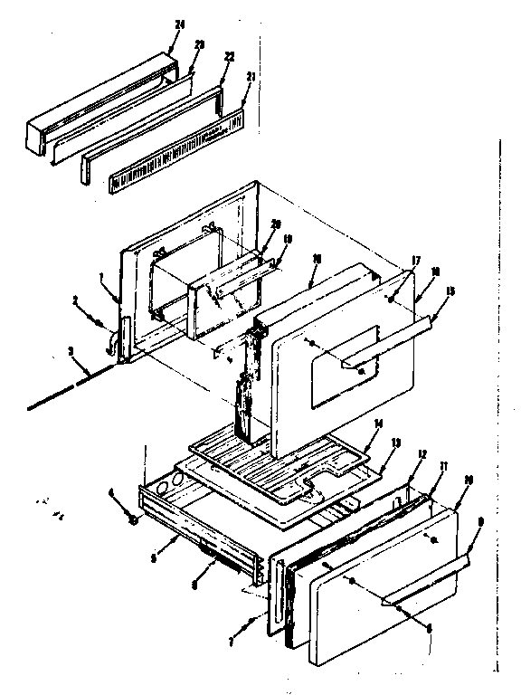 Kenmore 1198246760 backguard and door section diagram