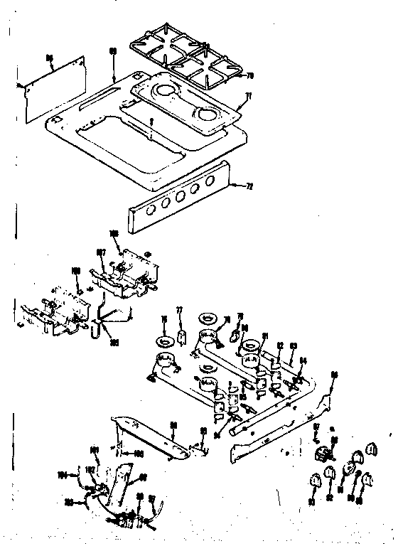 Kenmore 1198246760 top burner section diagram