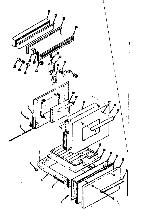 Kenmore 1198266700 backguard and door section diagram