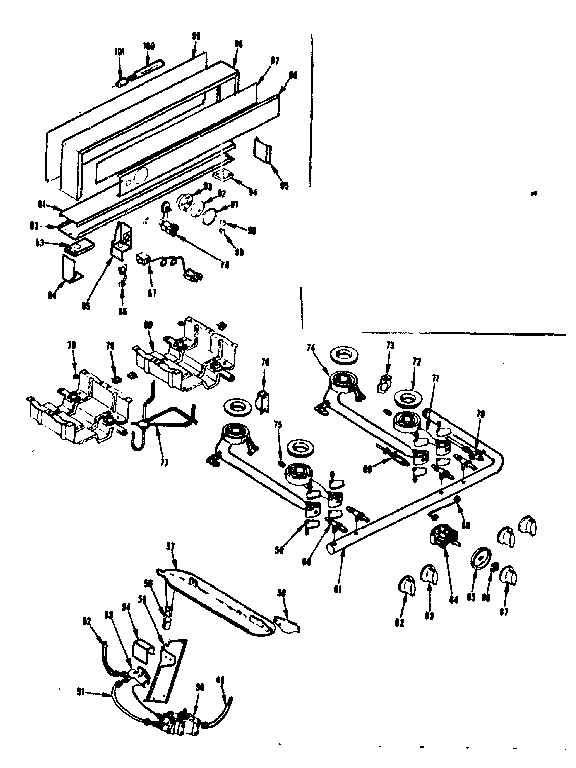 Kenmore 1198386790 backguard & top burner section diagram