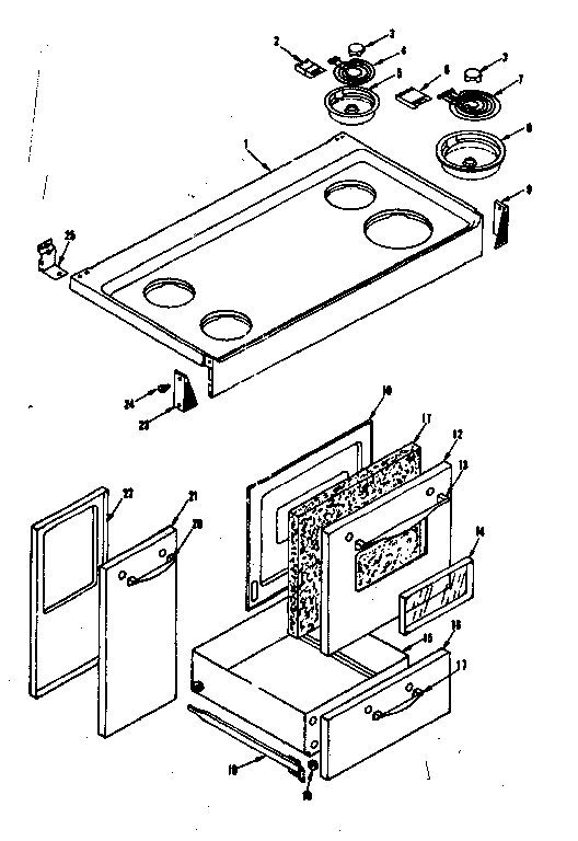 Kenmore 1199646761 top section diagram