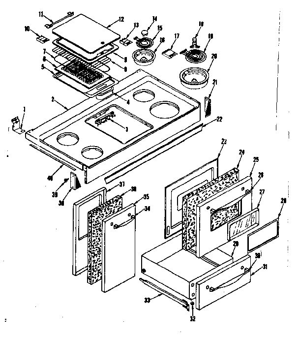 Kenmore 1199686740 top section diagram