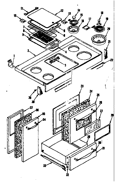 Kenmore 1199686791 top section diagram