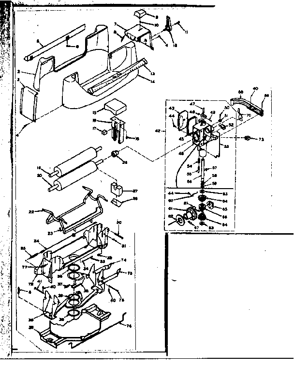 Kenmore 1106702701 wringer and wringer gear case assembly diagram