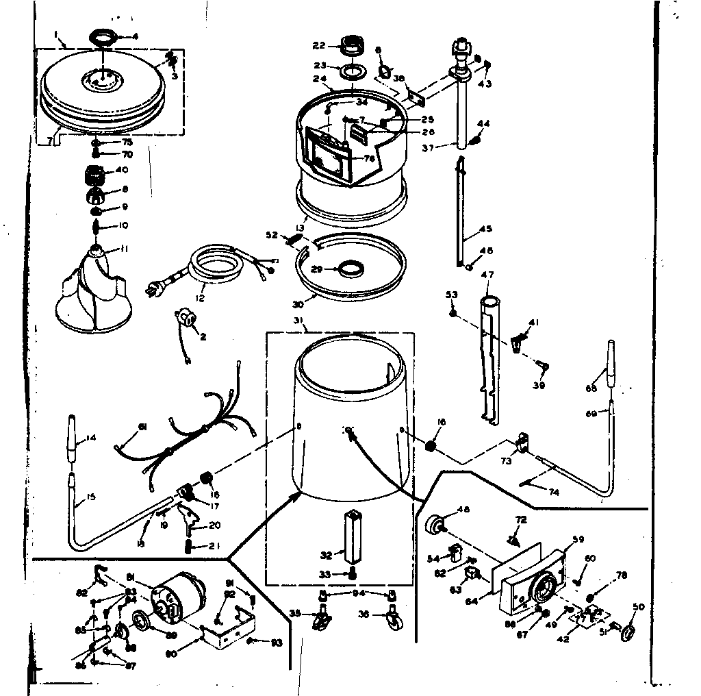 Kenmore 1106702910 machine sub-assembly diagram