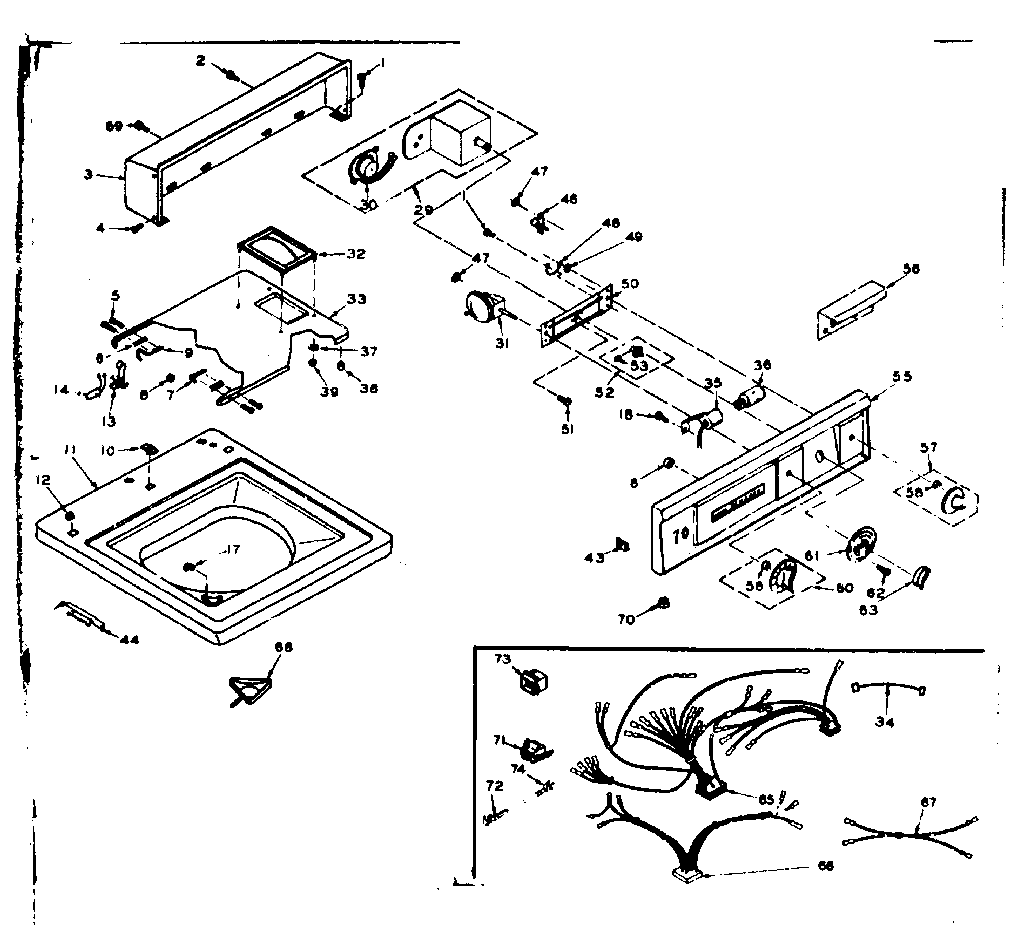 Kenmore 1106704703 top and console diagram