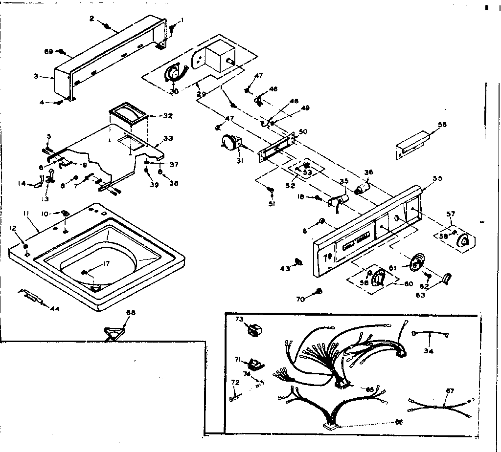 Kenmore 1106705706 top and console assembly diagram