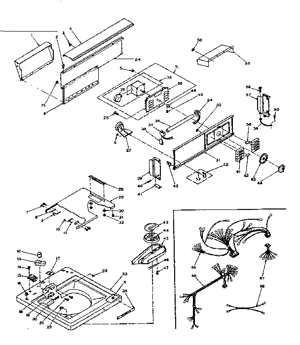 Kenmore 1106205852 top and console assembly diagram