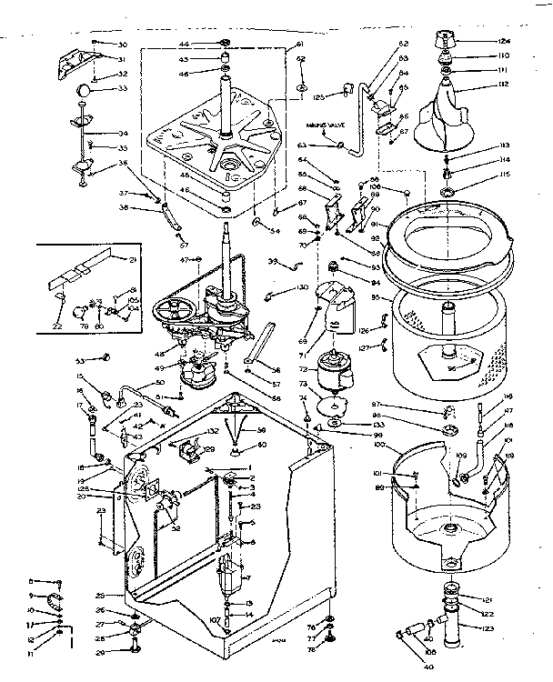 Kenmore 1106205858 machine sub-assembly diagram