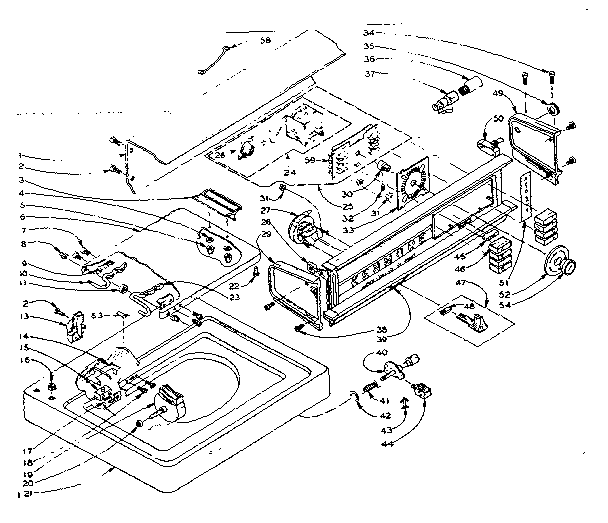 Kenmore 1106105350 top and console assembly diagram