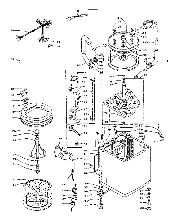 Kenmore 1106105350 machine sub-assembly diagram