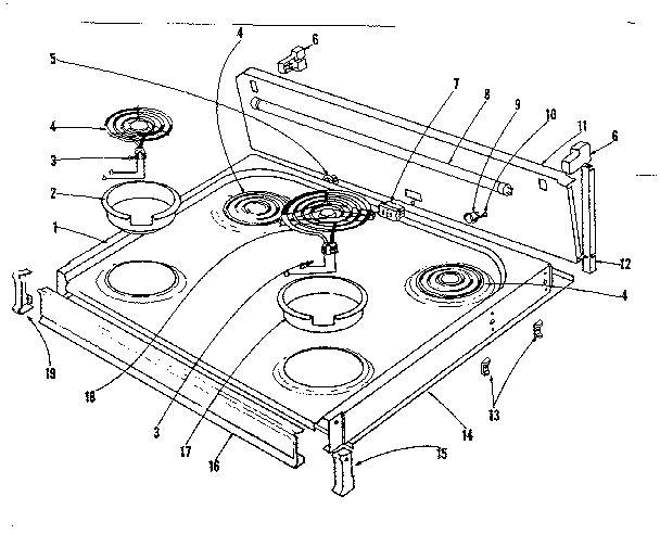 Kenmore 1019026400 cook top section diagram