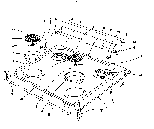 Kenmore 1019026540 main top section diagram
