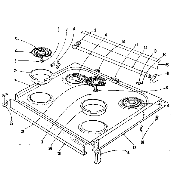 Kenmore 1019026640 cook top section diagram