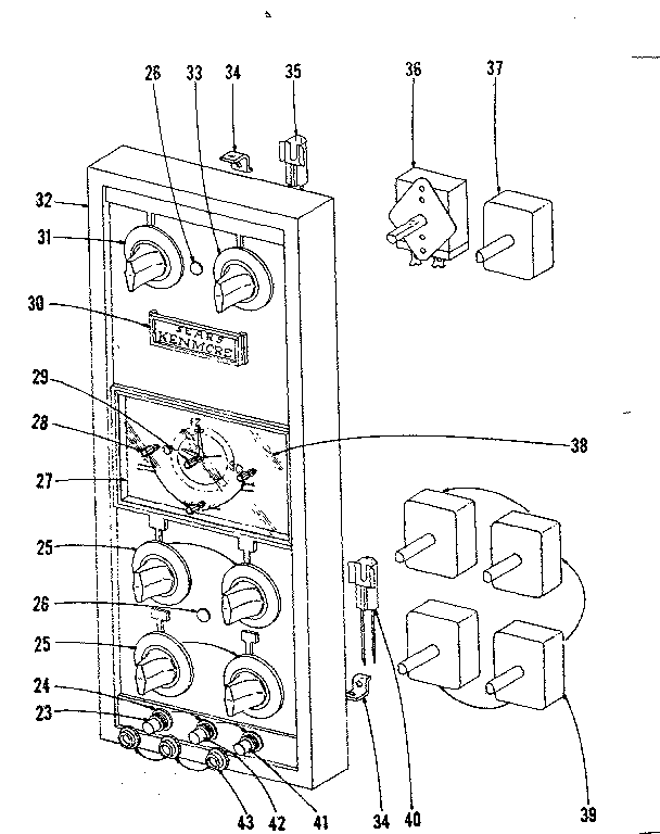 Kenmore 1019026640 control panel section diagram