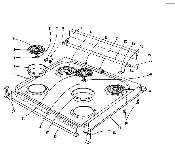 Kenmore 1019026641 cook top section diagram
