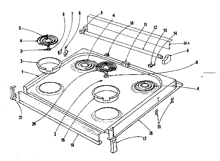 Kenmore 1019036501 cook top section diagram