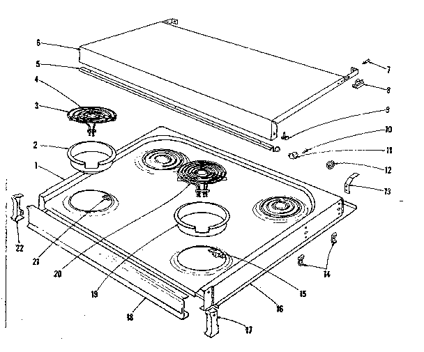 Kenmore 1019126500 cook top section diagram