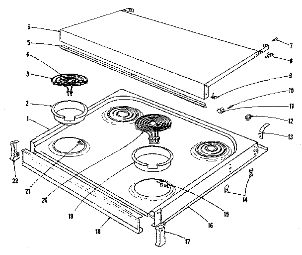 Kenmore 1019126641 cook top section diagram