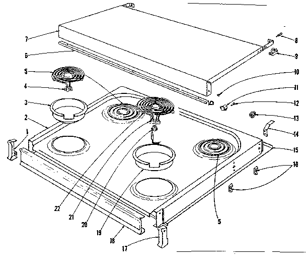 Kenmore 1019136450 cook top section diagram
