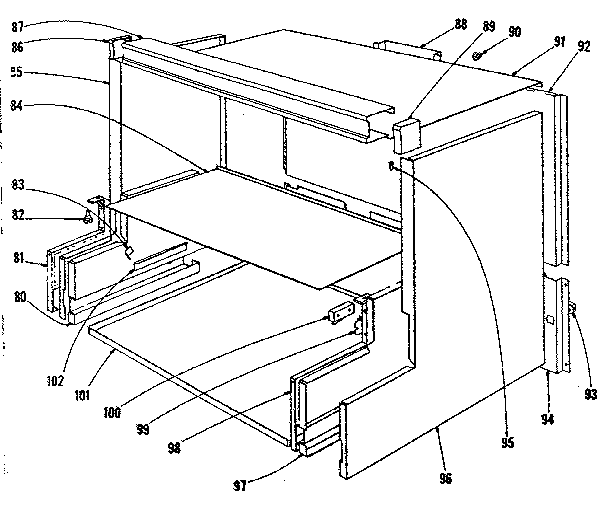 Kenmore 1019136590 main structure section diagram