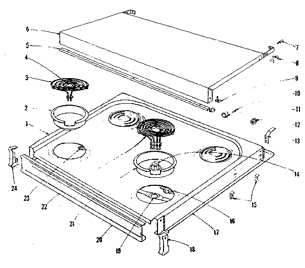 Kenmore 1019136550 cook top section diagram