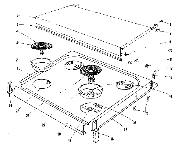 Kenmore 1019136660 cook top section diagram