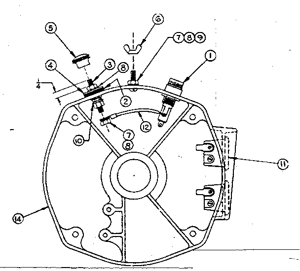 Craftsman 5805489-0 rear bearing carrier assembly with battery charging terminal diagram