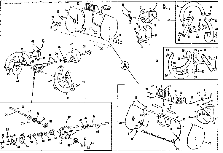 Craftsman 5361-1700 auger and gear case assembly diagram
