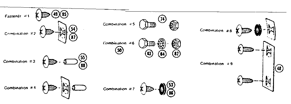 Sears 69660427 fastener combinations diagram