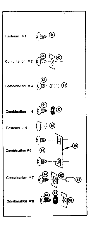 Sears 69660459 fastener combinations diagram