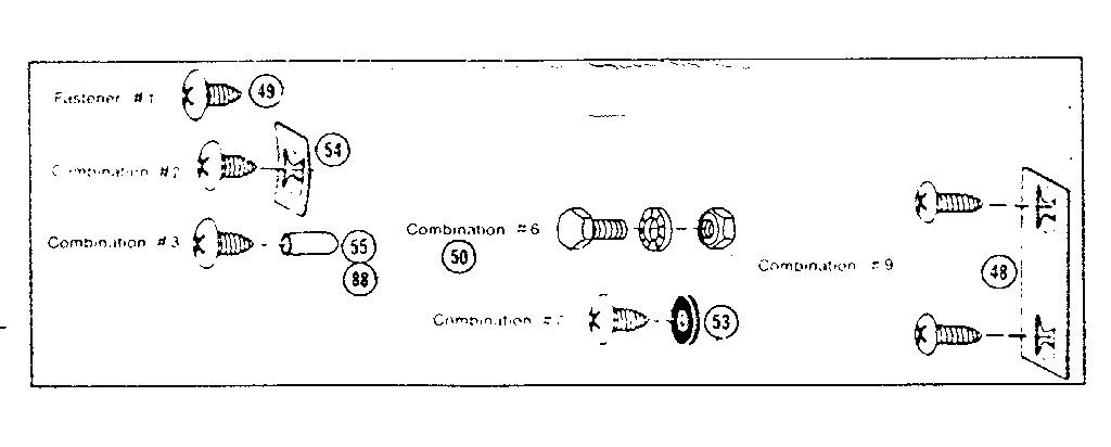 Sears 69660421 fastener combinations diagram