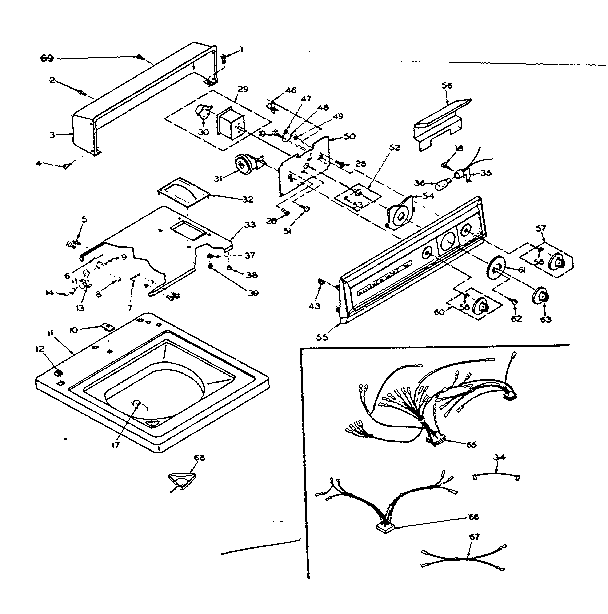 Kenmore 1106604753 top and console assembly diagram
