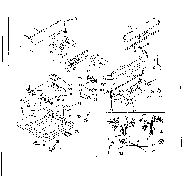 Kenmore 1106605961 top and console assembly diagram