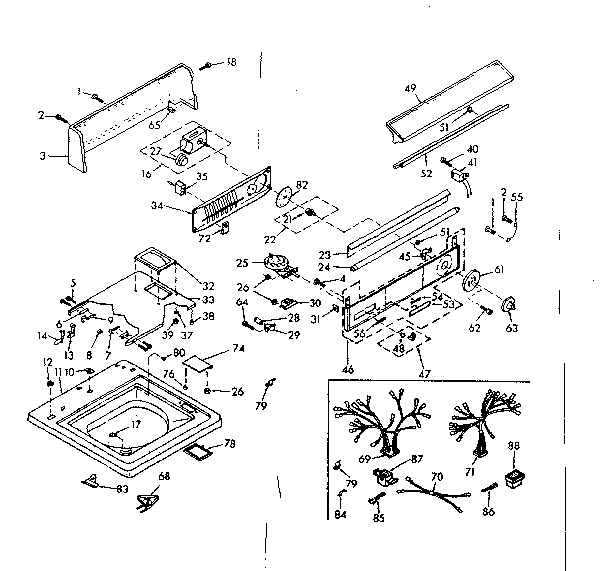 Kenmore 1106605912 top and console assembly diagram