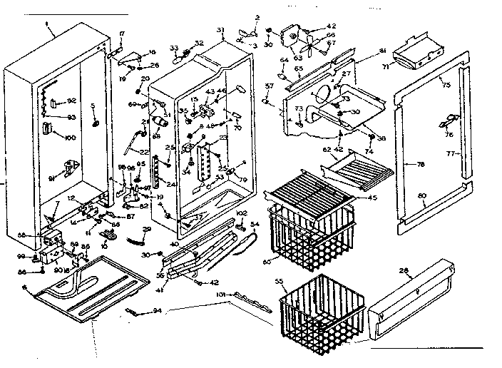 Kenmore 106627461 freezer cabinet parts diagram