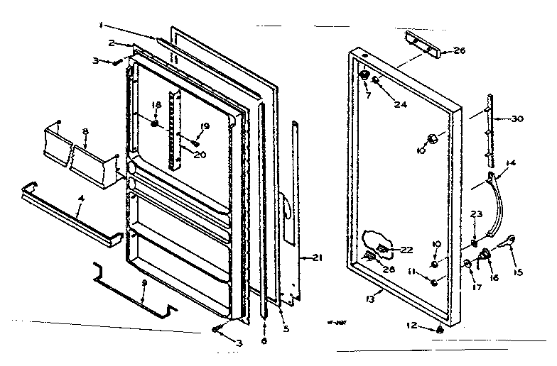 Kenmore 106627461 freezer door parts diagram