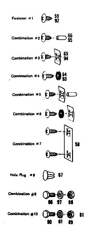 Sears 696608551 fastener combinations diagram