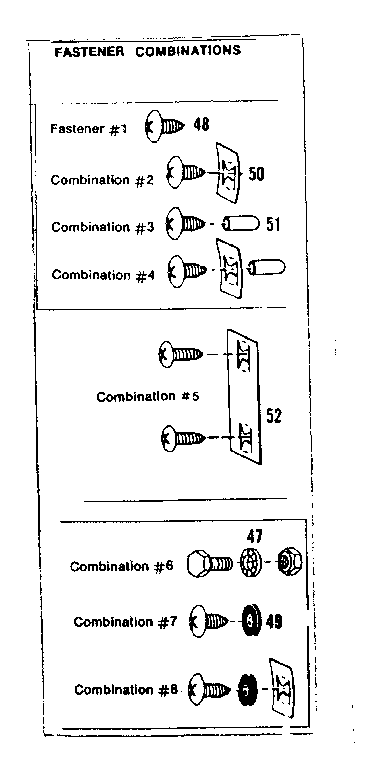 Sears 696608621 fastener combinations diagram