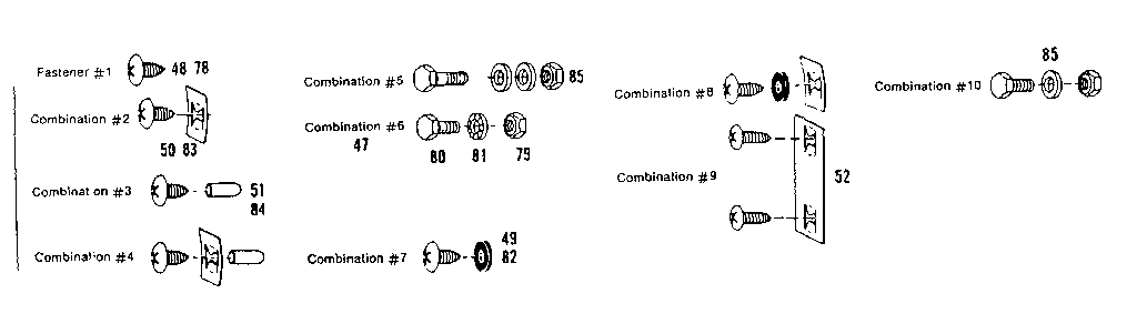 Sears 696608651 fastener combinations diagram