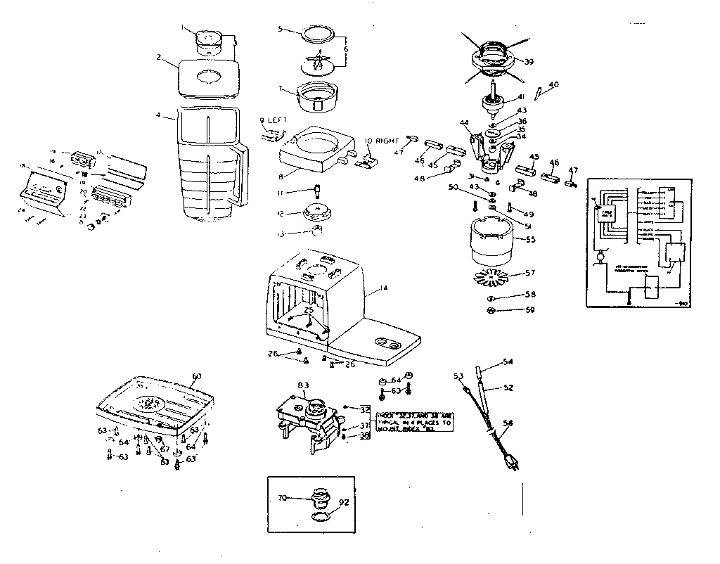 Kenmore 793829900 power unit with blender diagram