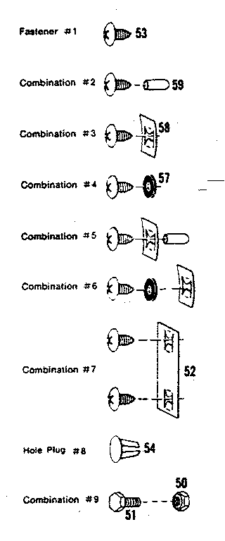 Sears 696604551 fastener combinations diagram