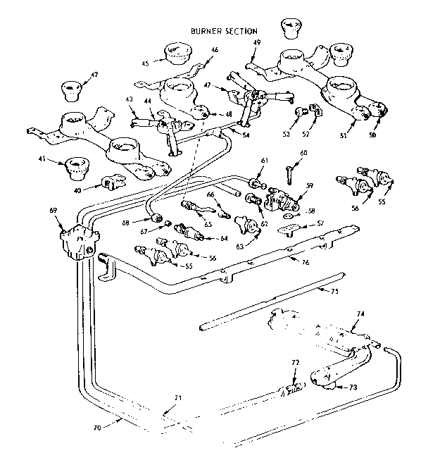 Kenmore 103757630 burner section diagram