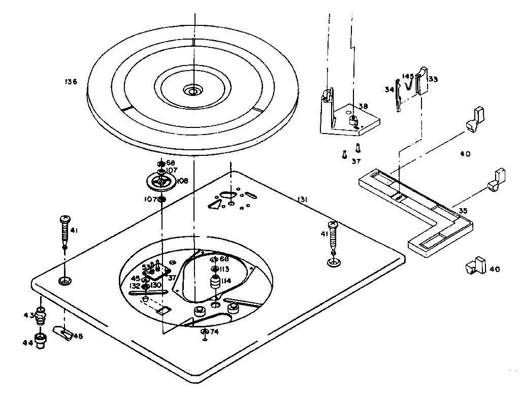 LXI 40091713800 record changer (top view) diagram