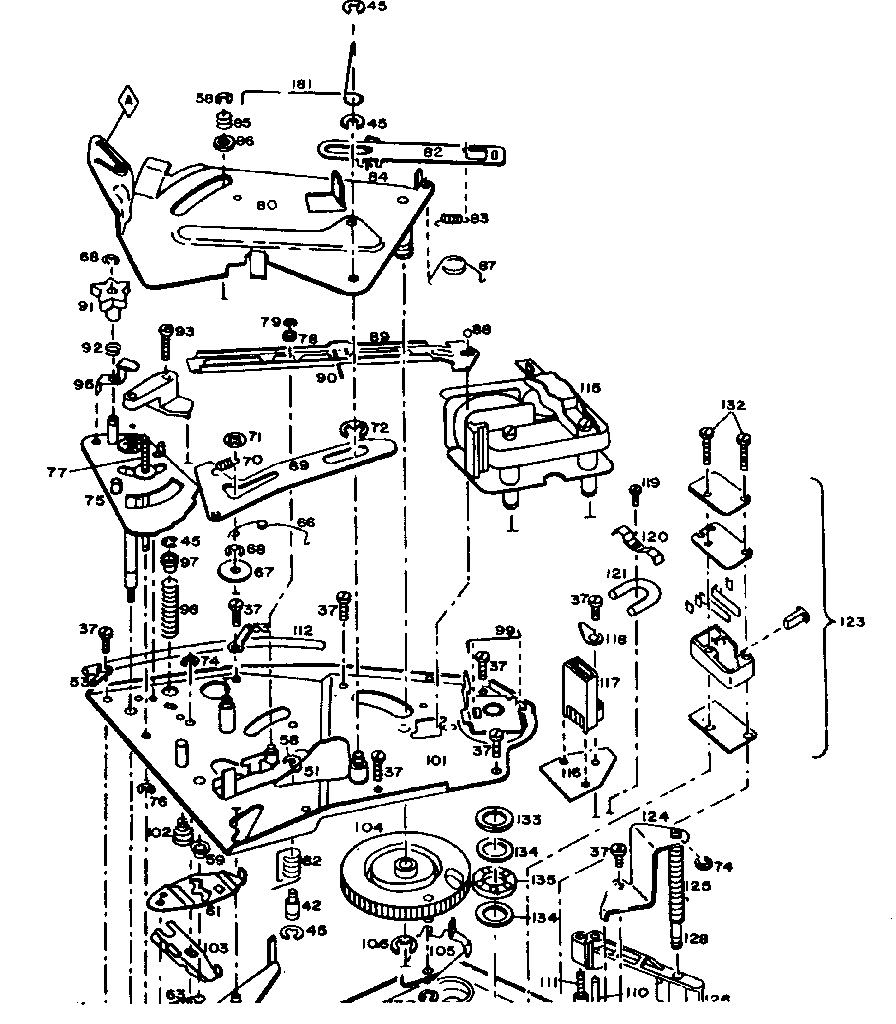 LXI 40091713800 record changer (bottom view) diagram