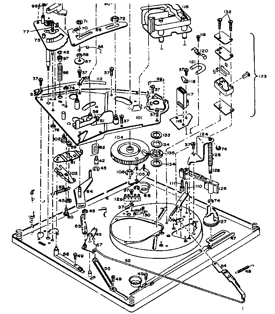 LXI 40091713800 record changer (bottom view) diagram